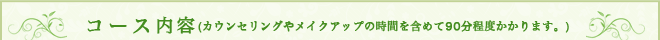 コース内容(カウンセリングやメイクアップの時間を含めて90分程度かかります。)